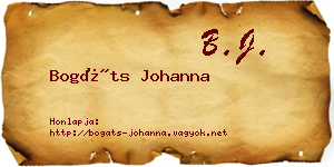 Bogáts Johanna névjegykártya